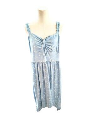 No Boundaries Baby Blue And White Floral High Low Ruffled Smocked Dress Size XL